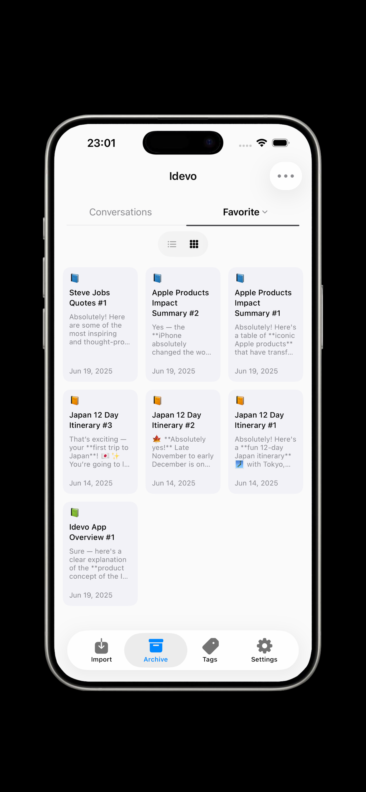Favorites — curate your ideas in a gallery
